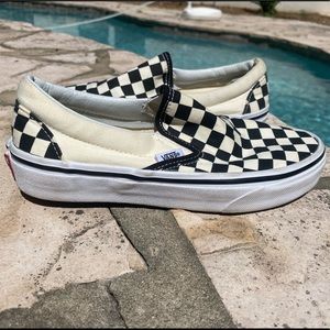 Checkered slip on vans